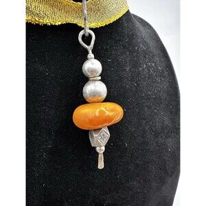 Baltic Amber Pendant Sterling Silver Tuareg Tribe Beads Artisan Handcrafted